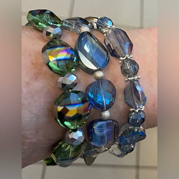 NEW Lampwork Silver-blue glass bracelet #1 - Picture 2 of 5